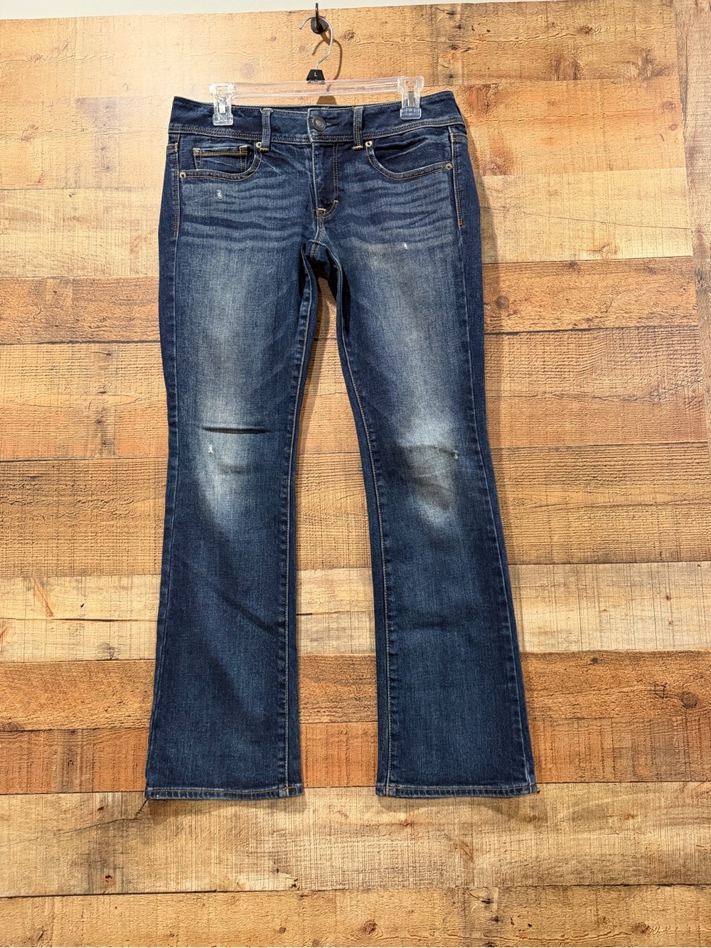American Eagle Kick Boot Stretch Dark Blue Flare Jeans Size 6 Short